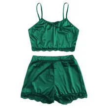 YOUYEDIAN Для женщин для сна; детская пижама с принтом женское нижнее белье с бантиками стильная женская обувь кружево ночное белье с открытой спиной, кружевное платье без рукавов с отделкой Атласный топ пижамный комплект# y30