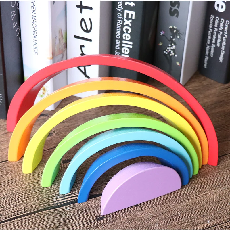 Wooden Rainbow Blocks Kids Toy Montessori Materials Stacking Educational Toys for Children Funny Sorting Nesting Toddlers Toys