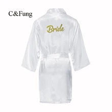 C& Fung дизайн невесты to be team халат для невесты Золотое блестящее белое атласное белье подарок для душа свадебное кимоно для вечеринок халаты много цветов