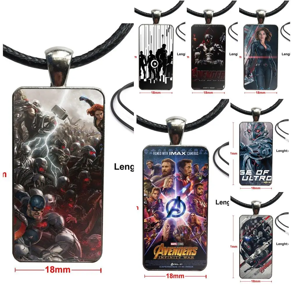 Marvel Мстители эра Альтрона черный стекло кулон ожерелье ручной работы половина кулон прямоугольное ожерелье