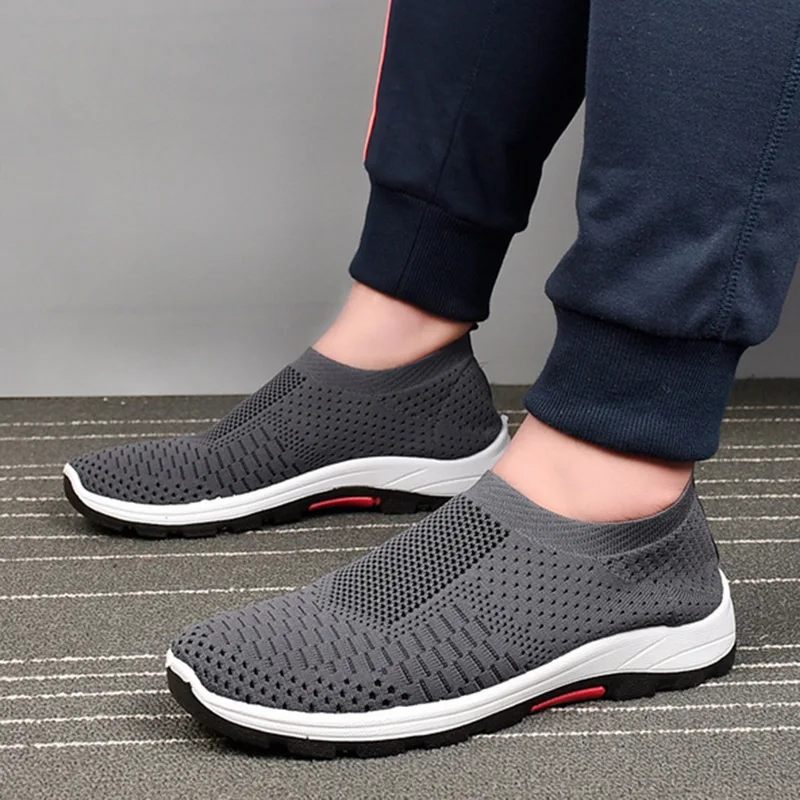 

Oeak Men's Breathable Flying Woven Sports Sneakers Male Pure Color Comfortable Light Mesh Running Casual Shoes Drop Shipping