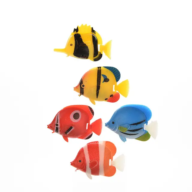 1Pcs Kids Bath Toys Aquarium Artificial Fish Fake Tropical Fish Florating Moveable Fish Tank Aquarium Decoration