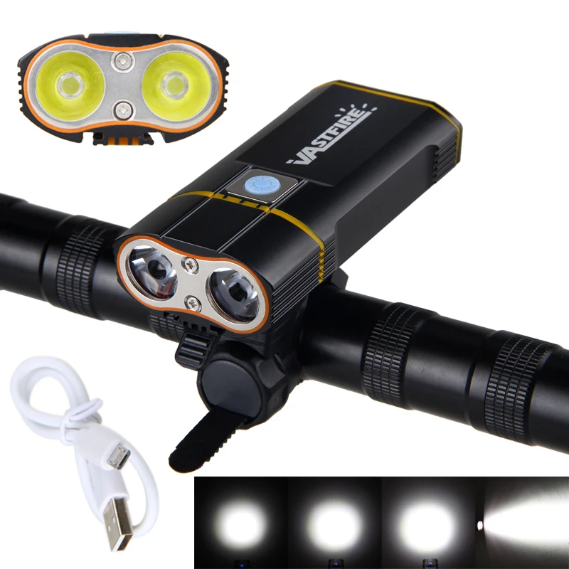 Flash Deal USB Rechargeable Handlebar Headlight 6000LM Front Bike Light 2X XM-L2 LED Lamp Built-in 6000mAh Battery for Cycling 16