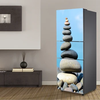 

HD Print 3D Stone Landscape Poster PVC Waterproof Entire Fridge Sticker Creative Stickers DIY Home Decor Fridge Wall Sticker