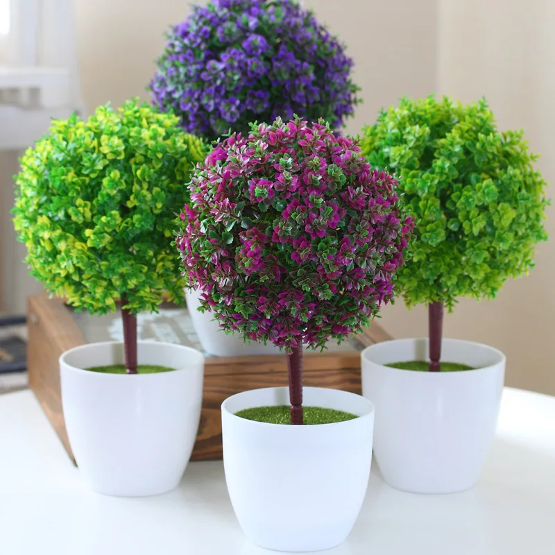 capa emergencia Elocuente Hyson Shop decorativo flores Artificial Bonsai maceta plantas artificiales  Bonsai Real Touch planta Fake forma de la bola 5 colores|pot lid storage  rack|ball displaypotting station - AliExpress