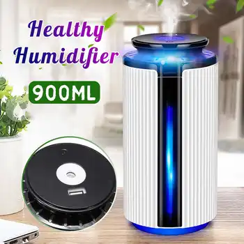 

900ML LED Light 7 Colors Ultrasonic Air Humidifier Ultra-Quiet Diffuser USB Extension Port Aromatherapy Cool Mist Maker for Gift