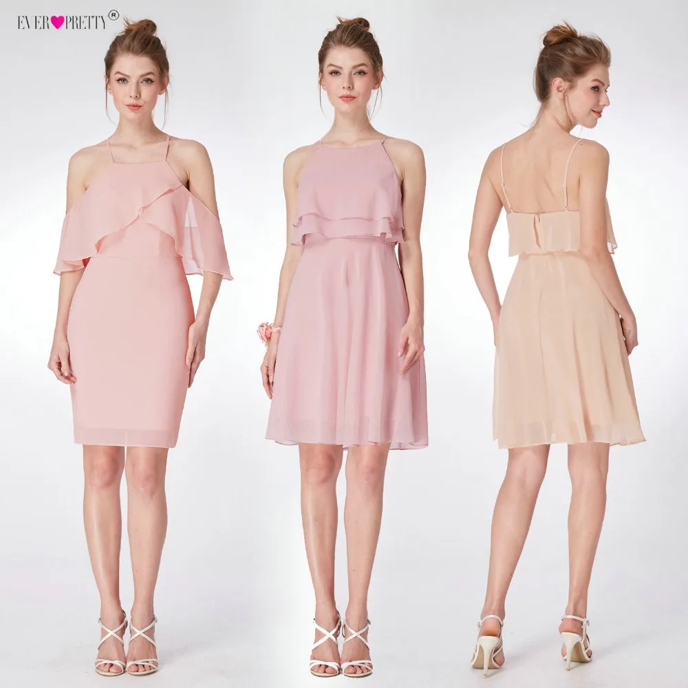 

Ever Pretty Short Cocktail Dresses Chiffon Halter Neck Mini Party Gowns EP04051MV A-Line Sleeveless vestidos coctel mujer 2019