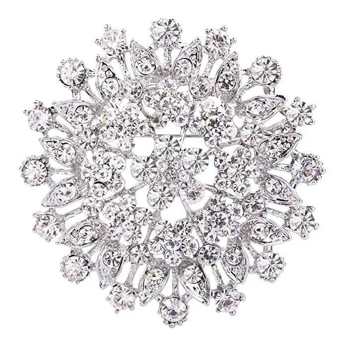 

2.75" Sparkly Silver Large Leaf Flower Wedding Bouquet Bridal Brooch Jewlery Pins