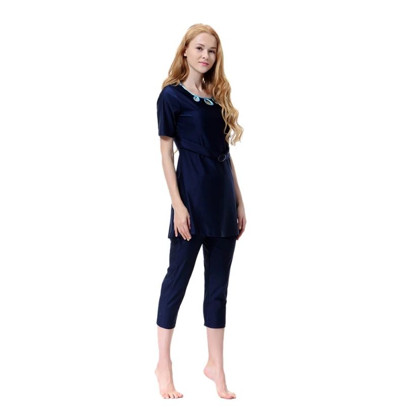 

*Muslim Swimsuit Sets Women Loose Hollow Out O-Neck Short Sleecve Muslin Set Islamic Hijab Islam Burkinis Wear Bathing Suit*
