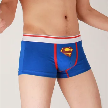 

5 colors Cartoon Superman Boxers Low waist Underpants Underwear Men Boxer Cotton Calzoncillos fashion Cuecas Shorts Men Health