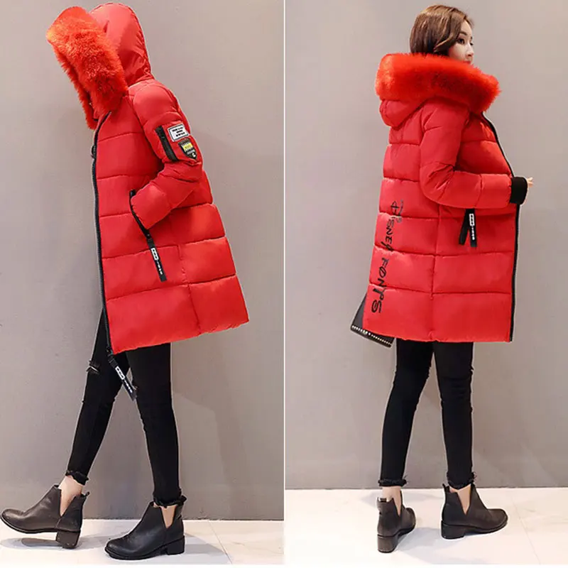Jacket Women Winter Coats Cotton Casual Fur Hooded Jacket Long Ladies Warm Winter Female Overcoat Women Coat LD1268