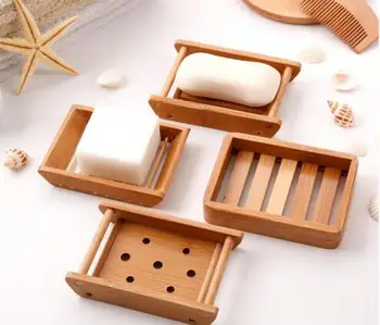 

50 PCS/LOT creative bathroom handmade draining wooden simple bamboo soap box soap dish