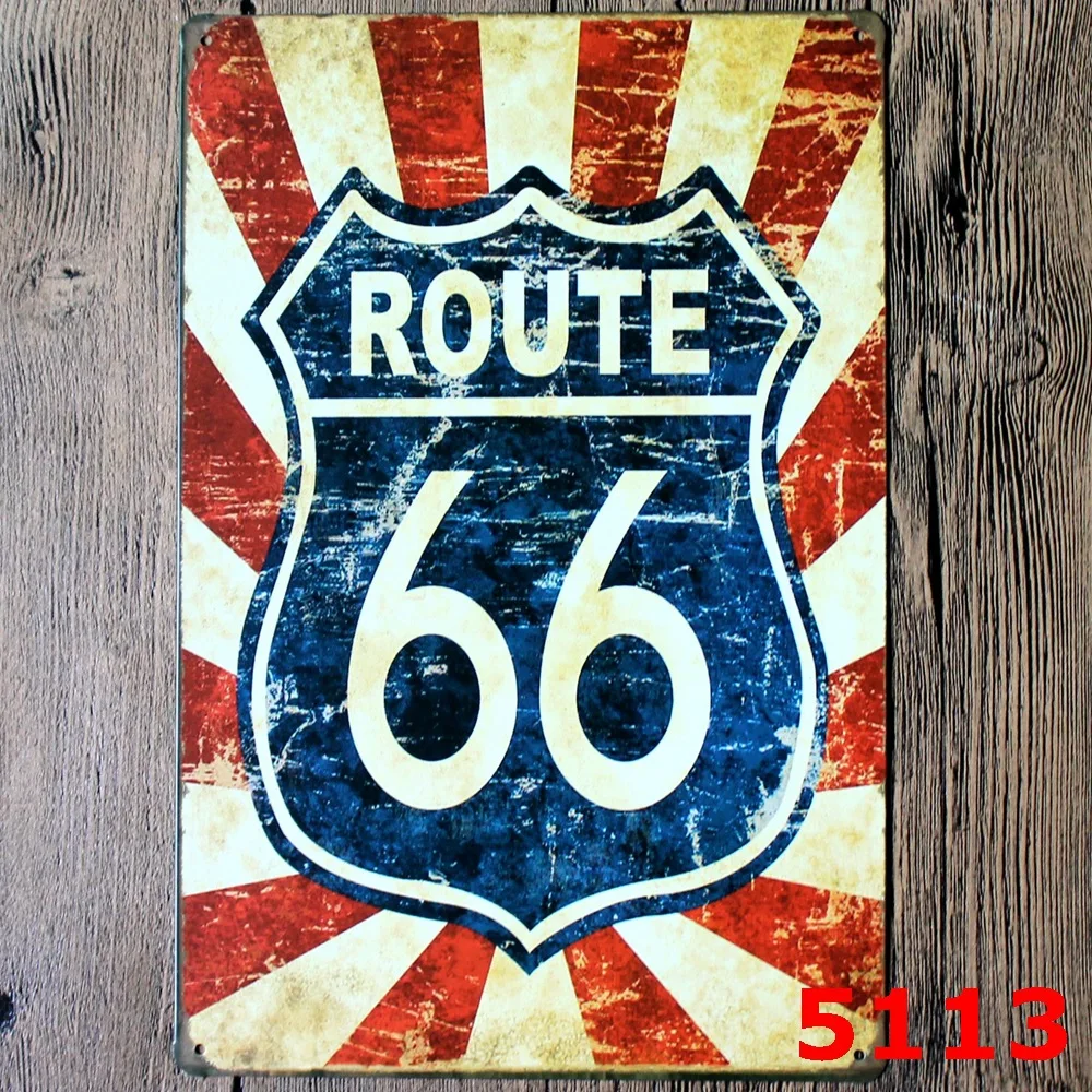 Classical ROUTE 66 USA Metal Plaque Vintage Style Wall Sticker PUB