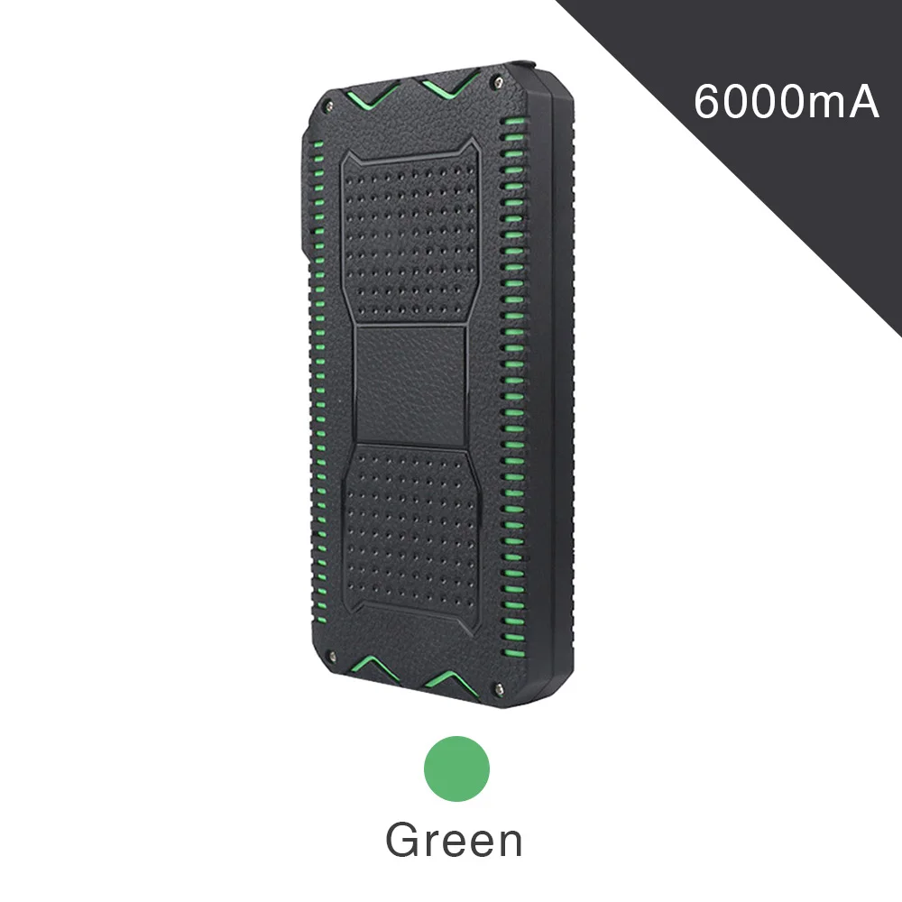 Green 6000mah ET портативное солнечное зарядное устройство водонепроницаемый телефон зарядное устройство 6000 мАч 12000 мАч двойной USB телефон светодиодная подсветка для зарядного устройства Внешний Путешествия power Bank - Тип штекера: Green 6000mah