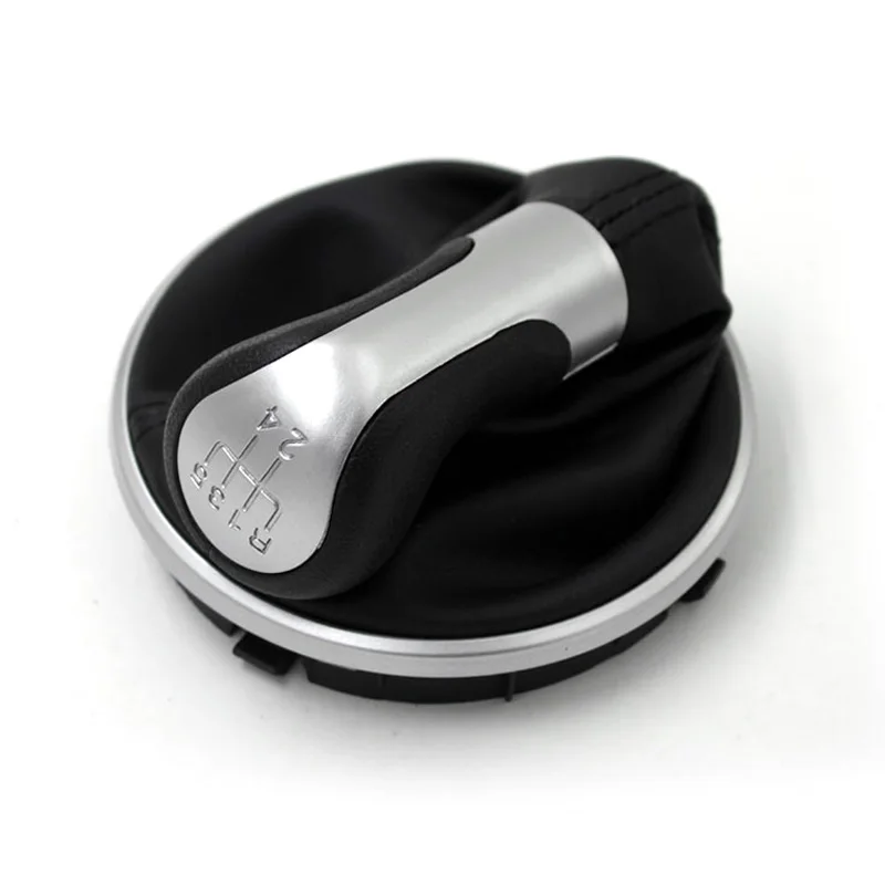 

For Skoda Fabia 2 2007 2008 2009 2010/Roomster 2006-2010 New 5 speed Gear Shift Knob With Leather Gaiter Sliver Cap 5J0711113F
