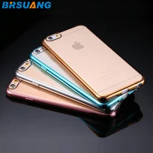 500 шт./лот позолоченное покрытие чехол-накладка для мобильного телефона класса люкс Стиль цветной прозрачный мягкий защитный чехол для iPhone 5 5S SE 6 7 plus