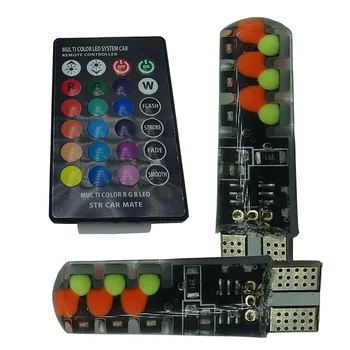 

2018 New Universal Car RGB Led W5W T10 RGB COB 12SMD Clearance lights Colorful Multi Mode Car Light Bulbs With Remote Controller