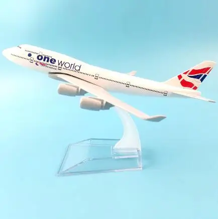 

16CM 747 BRITISH ONE WORLD METAL ALLOY MODEL PLANE AIRCRAFT MODEL TOY AIRPLANE BIRTHDAY GIFT