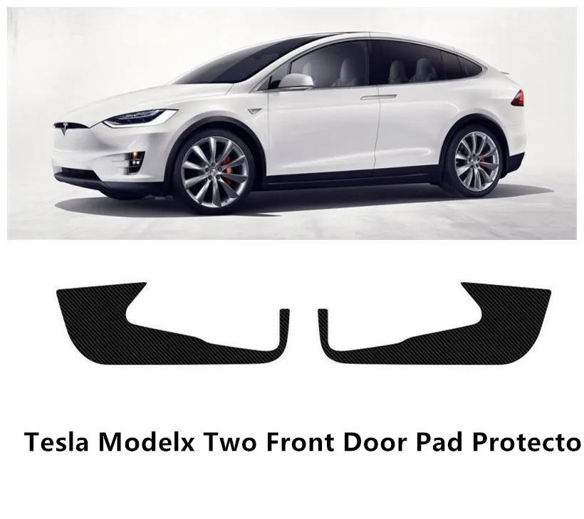 

Carbon Fiber cover Sticker Anti-Kick Pad Protector Mat For Tesla Model X 2Pc