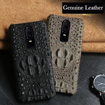 

Phone Shell For Oneplus6 5 5T Back Cover High Quality Crocodile Grain Genuine Leather Case For Oneplus 5 5T 6 Protector Housing