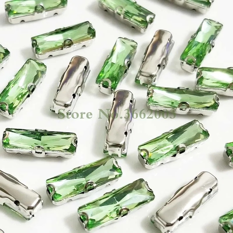 3x7 мм/5x10 мм/5x15 мм/7x21 мм прямоугольная форма стекло Кристалл пришить анти крюк D форма коготь стразы, Diy аксессуары для одежды - Цвет: Light green
