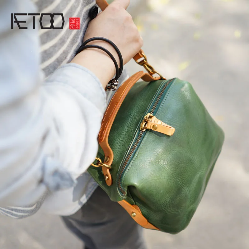 AETOO Leather art Sen Department Retro Shoulder Bag Handbag Leather Handbag Shoulder Bag Old dumplings