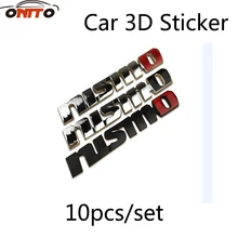 10 шт., металлический 3D автомобильный стикер, автоэмблема хром значок, наклейка для автомобиля, 3D наклейка для Nissan Teana Sylphy Qashqai Livina