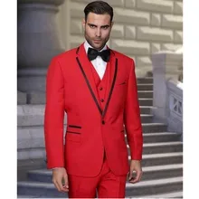 Модные Для мужчин, костюм новая Для мужчин костюмы для изготовленный на заказ красного цвета для свадеб и деловой, для жениха костюм Танцы платье