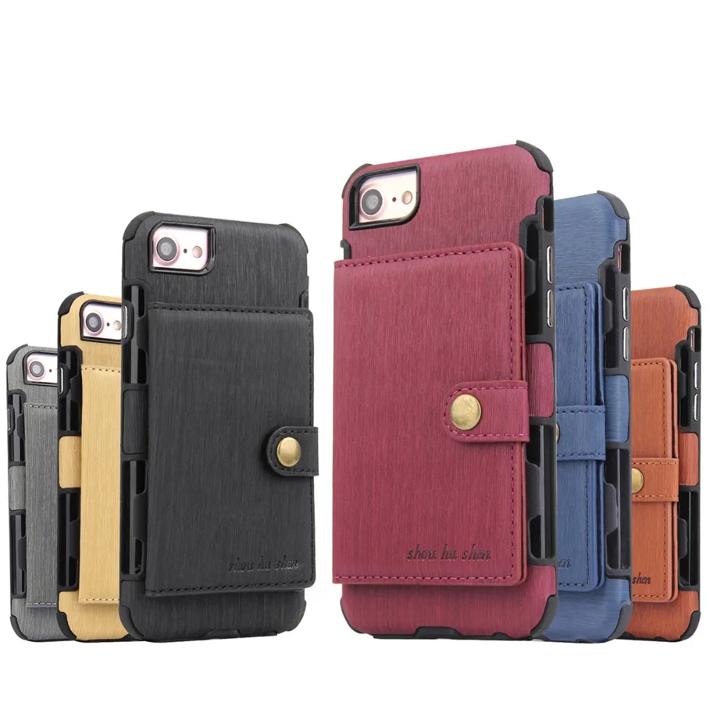

Retro PU Leather Case For iPhone X 7 8 Plus XS Multi Card Holders Phone Cases purse For iPhone XS Max XR 10 Cover