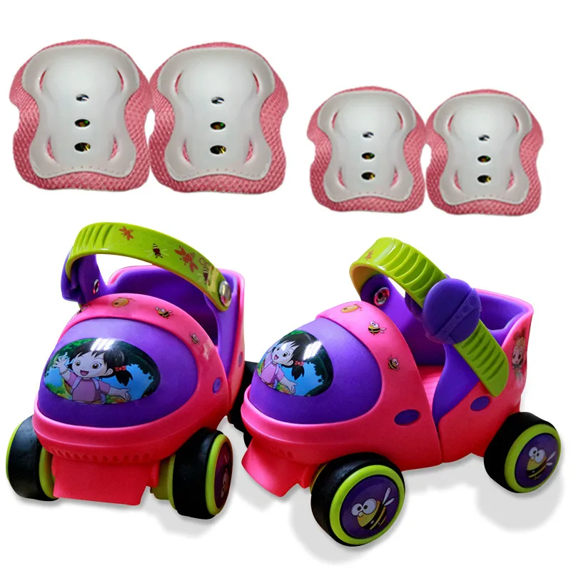 مستوى الدخول طفل اثنين خط زلاجات دوارة صف مزدوج 4 عجلة أحذية تزلج جديد الكرتون لطيف Patines أون لينيا شحن حجم للمبتدئين