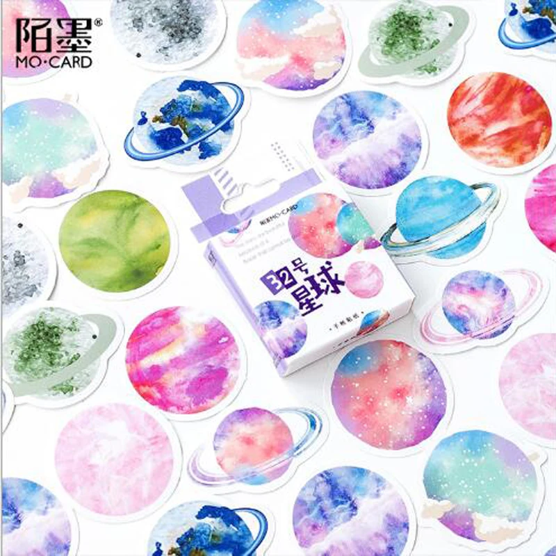 

Creative Fun Planet Decorative Stickers Scrapbooking Stick Label Diary DIY Stationery Album Bullet Journal Stickers 45 Pcs/Box