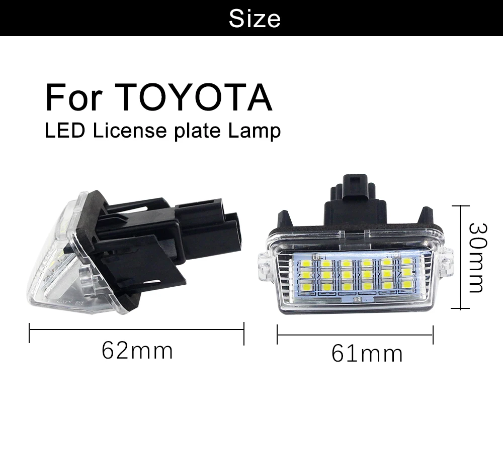 2X светодиодный номерной знак Canbus без ошибок 12 В для Toyota Corolla Camry yaris vitz Prius C verso ractis 2005 2009