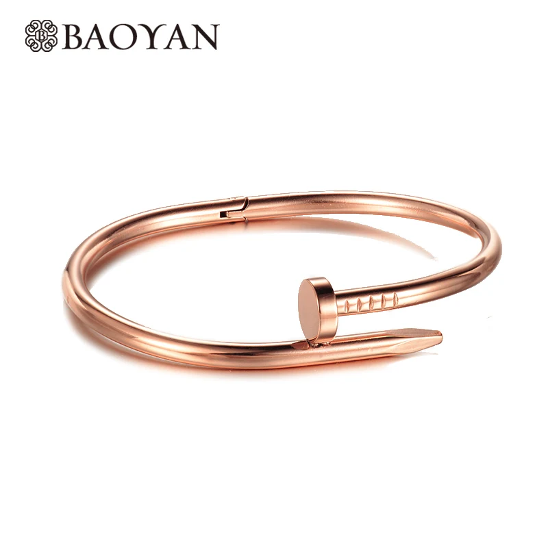 

Fashion Rose Gold Yellow Gold Black Stainless Steel Nail Bangle for Women Wholesale A5