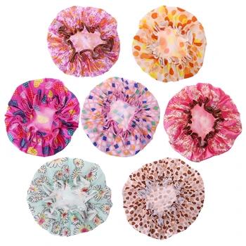 

Double Waterproof Layers Hair Cap Fashion Design Bathing Shower Caps for Women