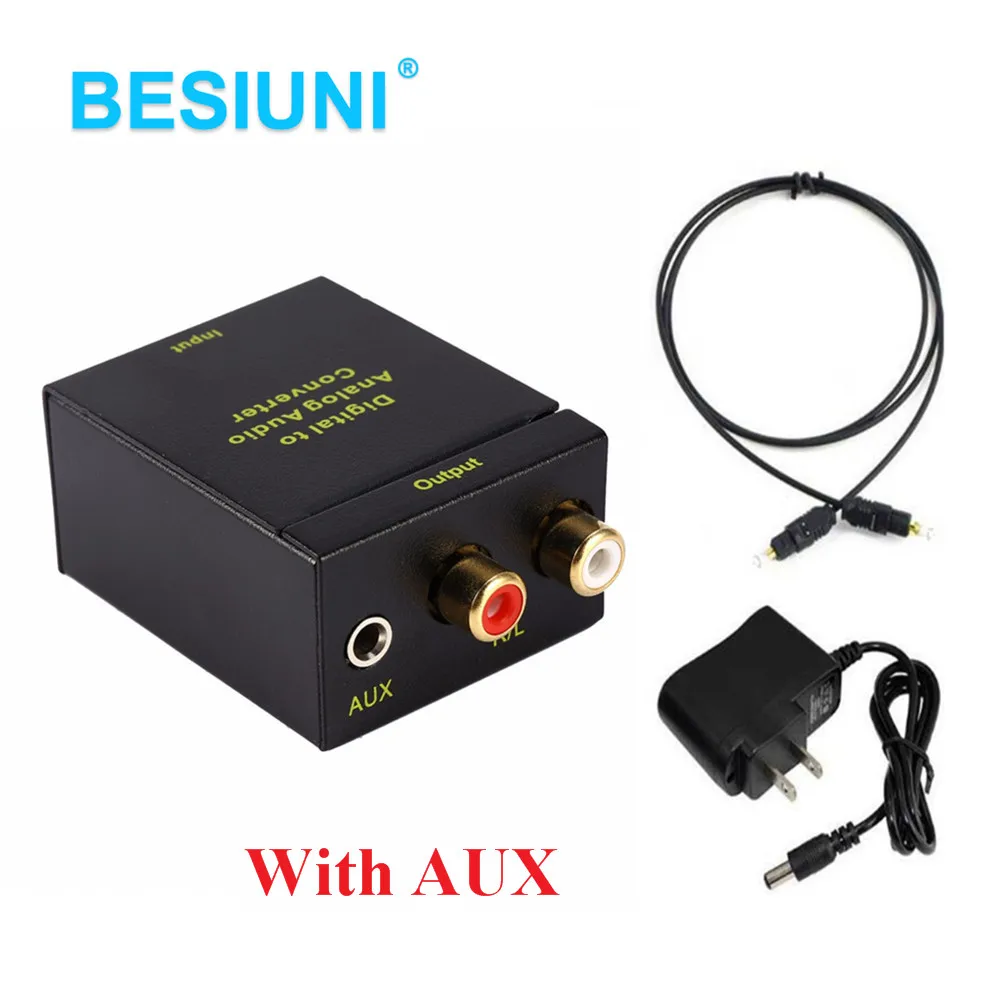 

BESIUNI Digital to Analog Audio Converter Digital Adaptador of Optic Coaxial RCA Toslink Signal to Analog Audio Converter RCA