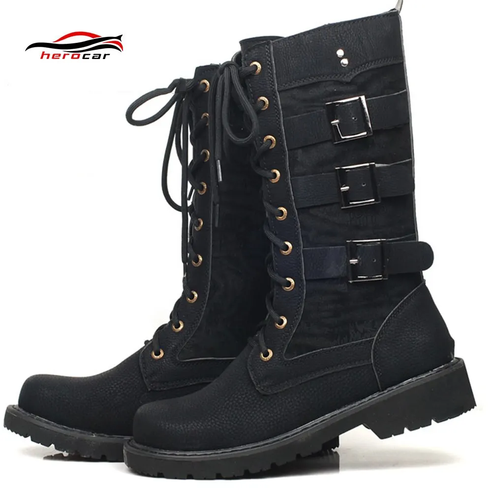 

Motorcycle Boots Men motorbike Moto Boots Retro Artificial Leather Punk Martin Shoes motocross boots biker Protective Gear 37-45