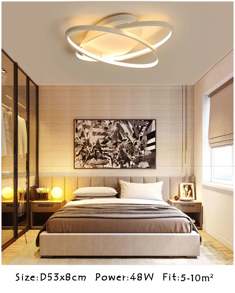 Новые креативные кольца современный светодиодный потолочный светильник для гостиной спальни 48 Вт/70 Вт/85 Вт домашний внутренний светодиодный потолочный светильник AC90V-260V