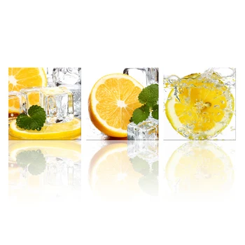 

Wall Art Painting Modular Modern Canvas 3 Panel Iced Mint Lemon Water View Home Decor Living Room Pictures Framework HD Printed