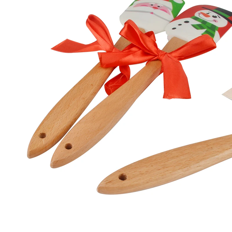 OBRKING силиконовый кремовый шпатель с деревянной ручкой Рождественские узоры торт