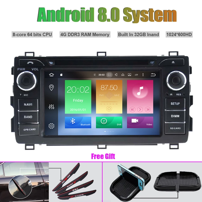 Excellent Octa-Core Android 8.0 CAR DVD Player for TOYOTA AURIS 2013 Car Radio Stereo GPS Navigation 0