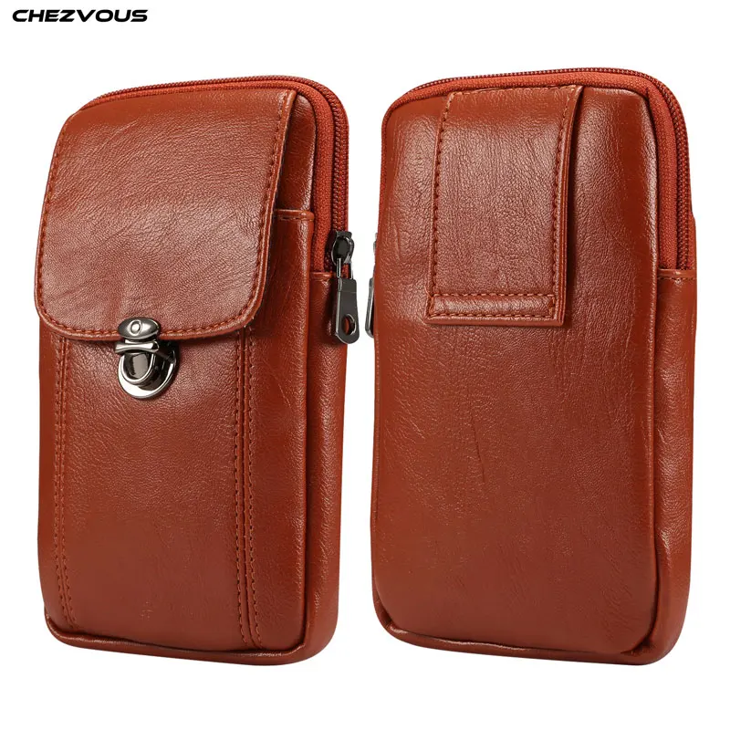 

Universal Pouch Leather phone Case For Huawei p20 lite p8 p9 honor 8 9 6plus P10 plus Mate 7 8 10pro Note 8 Waist Bag Belt Clip