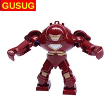 GUSUG 50 шт. 0181 Супергерои Мстители Большой Железный человек Халк Бастер робот экшн строительные блоки детские игрушки