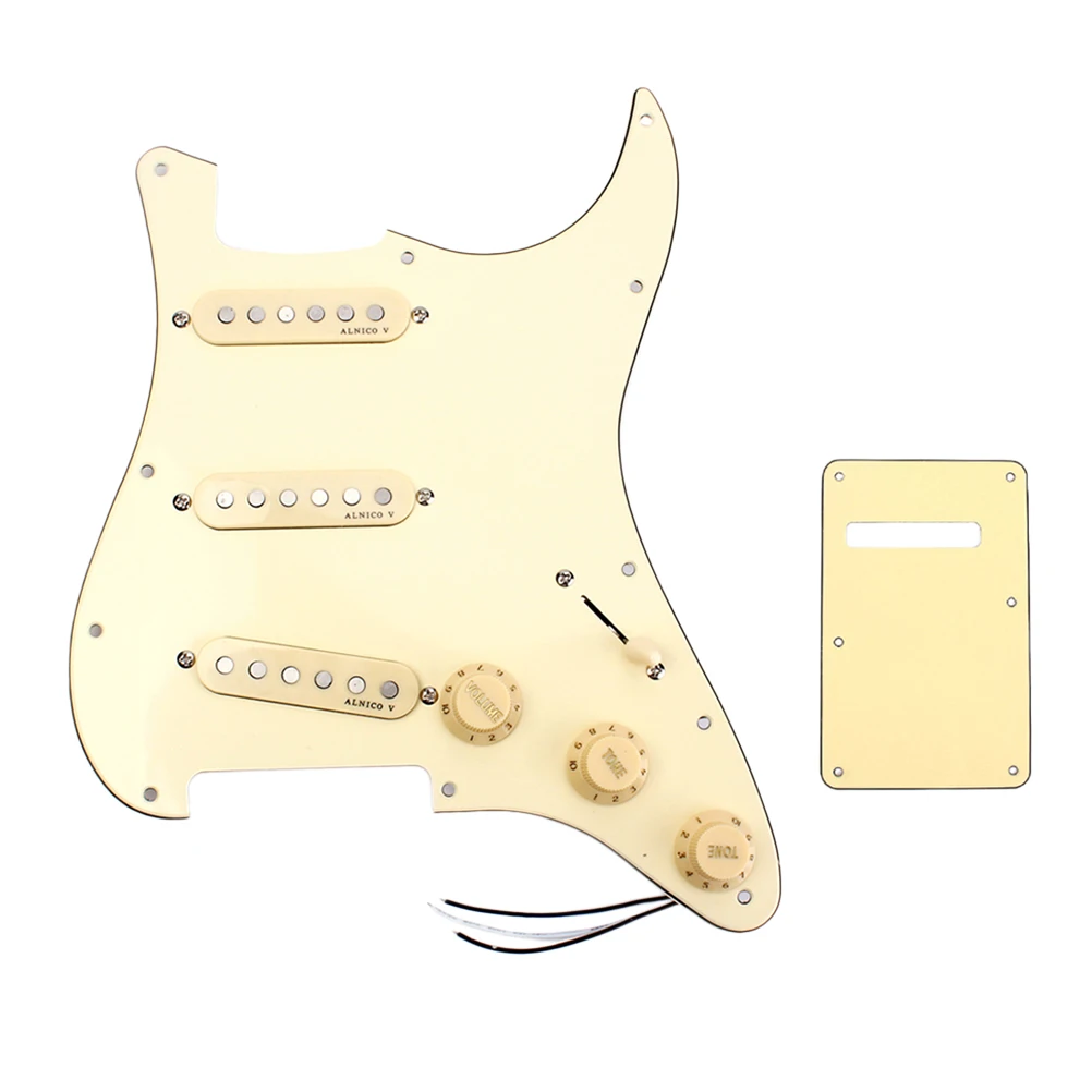 Загруженный Prewired одна катушка SSS Pickguard звукосниматель альнико и задний кожух набор для Fender Stratocaster электрогитара Strat - Цвет: Beige