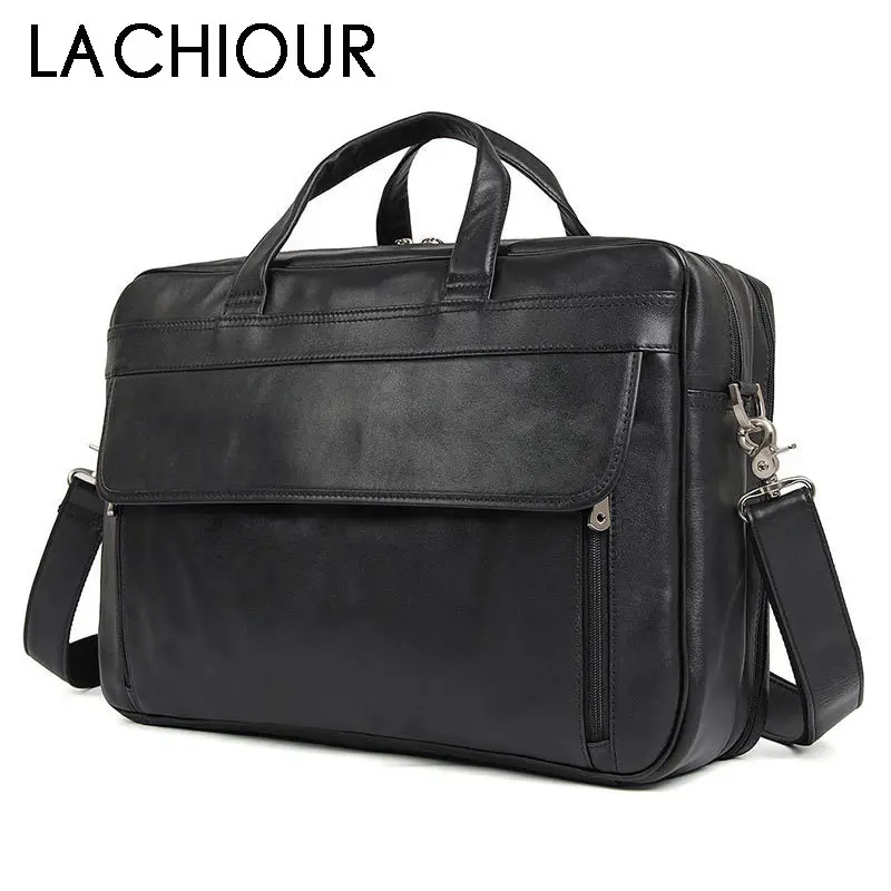 17 Inch Men Laptop Bag Large Genuine Leather Bag Handbags Black Male Messenger Bag Travel Men's  Leather Briefcase Business Bags