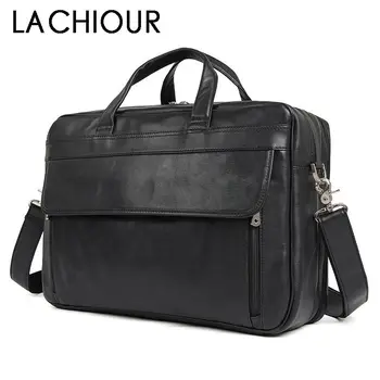 

17 Inch Men Laptop Bag Large Genuine Leather Bag Handbags Black Male Messenger Bag Travel Men's Leather Briefcase Business Bags