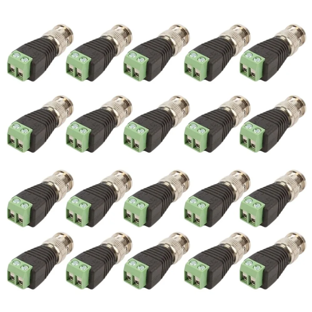 

20Pcs lot Video Balun Connector Adapter BNC Plug For CCTV System Accessories Mini Coax CAT5 To Camera