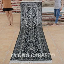 Yilong 2,8 'x10' персидкий Шелковый ковровая дорожка прямая дизайн изысканный ручной работы ковер в восточном стиле runner(1071