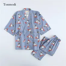 Пижамы для женщин хлопок двойное газовое кимоно тонкая пижама набор женщин s пижамы сна