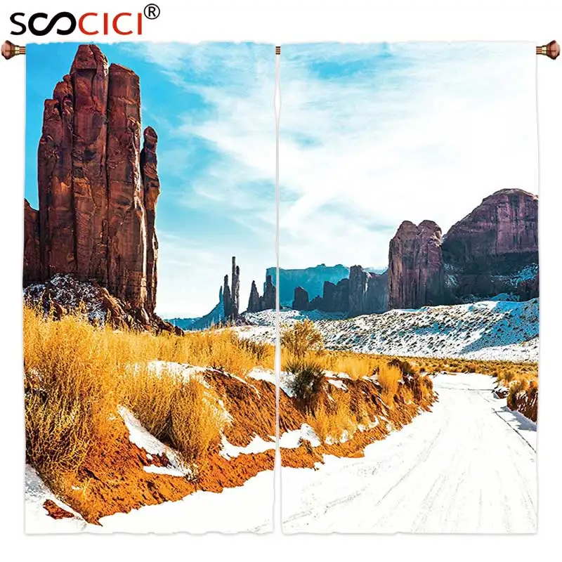 Window Curtains Treatments 2 Panels House Decor Winter in Archaic Grand Canyon Old Sublime Land Region Primitive Culture | Дом и сад