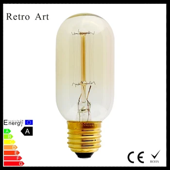 

T45 Thomas Edison Tungsten Filament light bulb 40W vintage filament edison bulb 220V E27